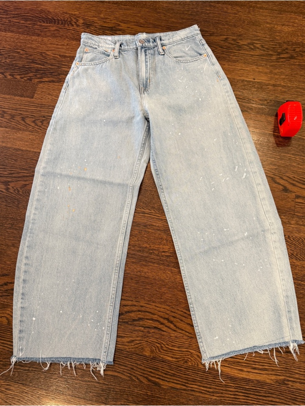 Gap high rise barrel jeans paint splatter 29/8